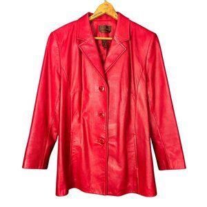 Vintage 90s Danier Red Leather Blazer Jacket | Genuine Leather Coat Small